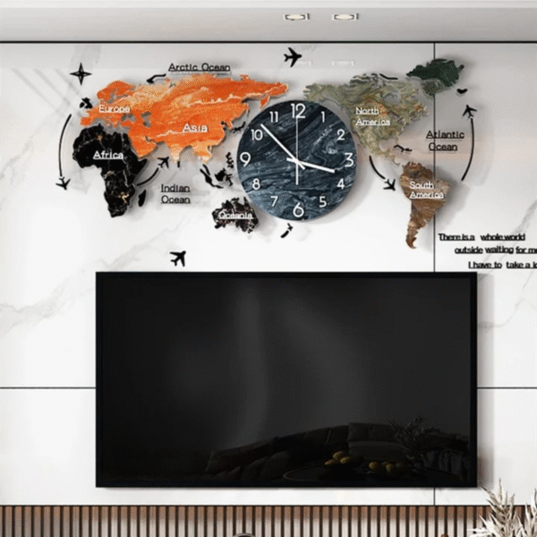 Marble Texture World Map Acrylic Wall Clock