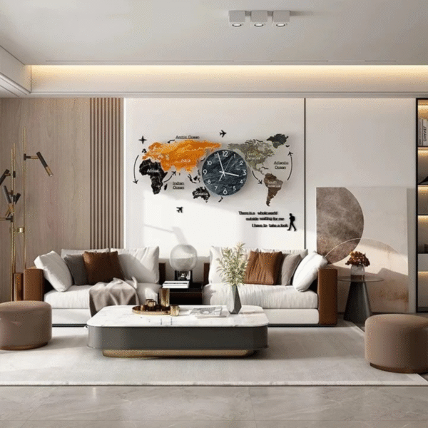 Marble Texture World Map Acrylic Wall Clock - Image 3