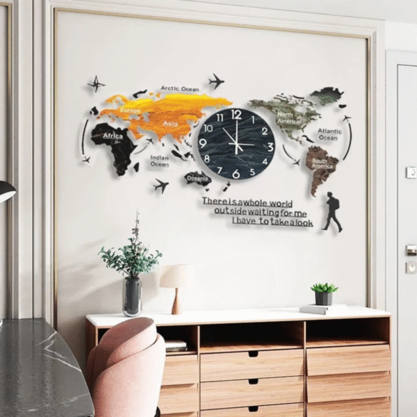 Marble Texture World Map Acrylic Wall Clock - Image 4