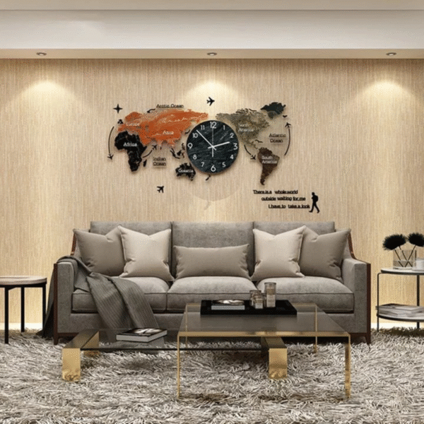 Marble Texture World Map Acrylic Wall Clock - Image 5