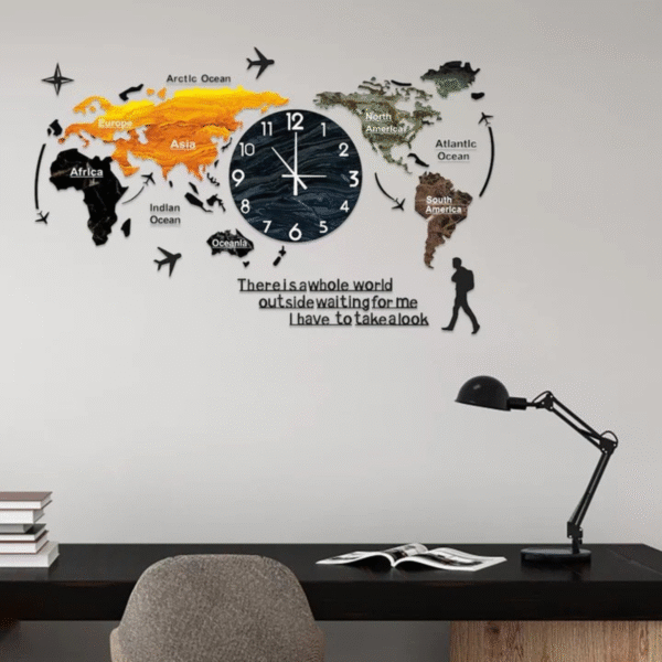 Marble Texture World Map Acrylic Wall Clock - Image 6