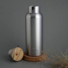 Double- Walled Thermal Bottle With Bamboo Lid & Base
