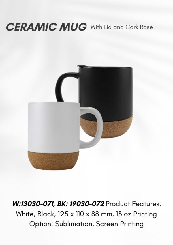 Ceramic Mug With Lid and Cork Base