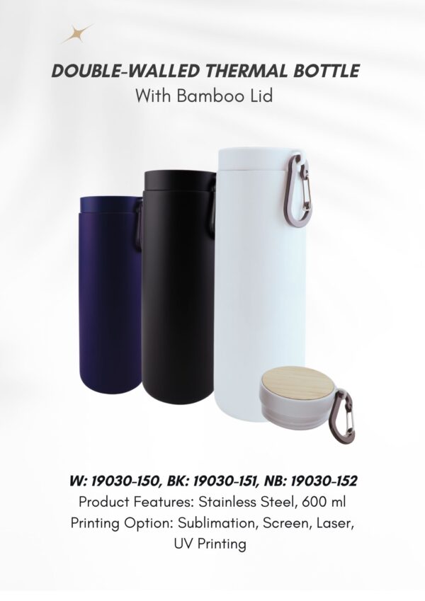 Doubled-Wall Thermal Bootle with Bamboo lid