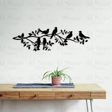 Acrylic Birds on Tree Wall Decor with Wooden Shelves
