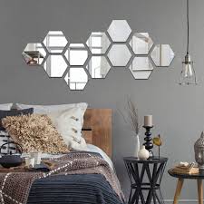 Acrylic Hexagon wall decor Mirror(Silver)