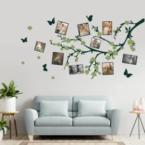 Family Tree With Birds and Green Flowers