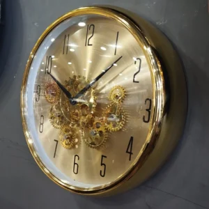 Golden Gearwork Wall Clock – Industrial Glamour in Motion