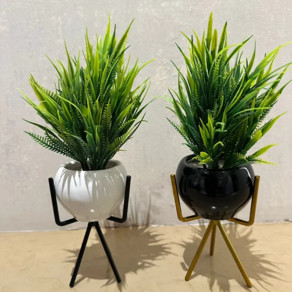 Luxury Ceramic Planters with Metal Stand - Image 2