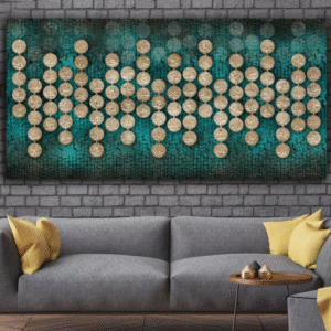 Asma ul Husna Turquoise Canvas Wall Art