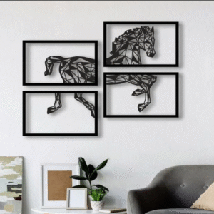 4 Pcs Box Style Horse Wooden Wall Art