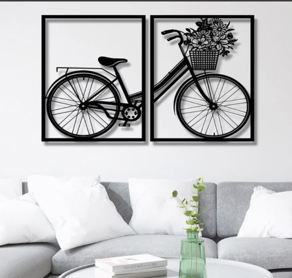 2 Pcs Cycle Wooden Wall Art