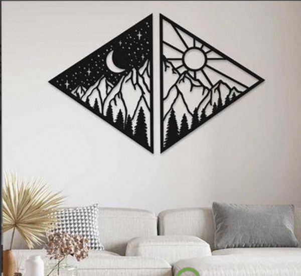 2PCS TRIANGE DAY AND NIGHT WALL HANGING
