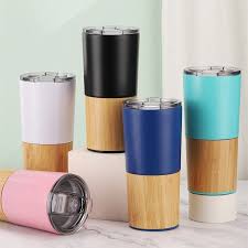 Stainless Steel Travel Tumbler With Bamboo Base