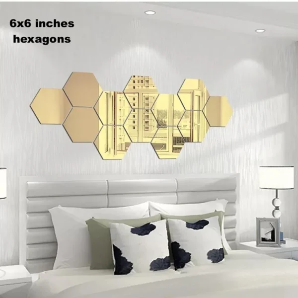 Acrylic Hexagon wall decor Mirror (Gold) - Wall Decorations - Image 4