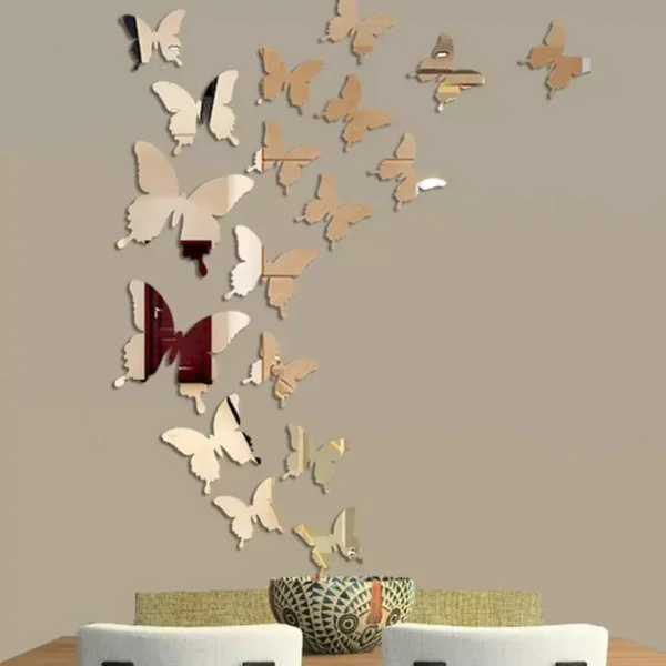 Acrylic Mirror Butterflies(16 pieces) - Wall Decoration - Image 2