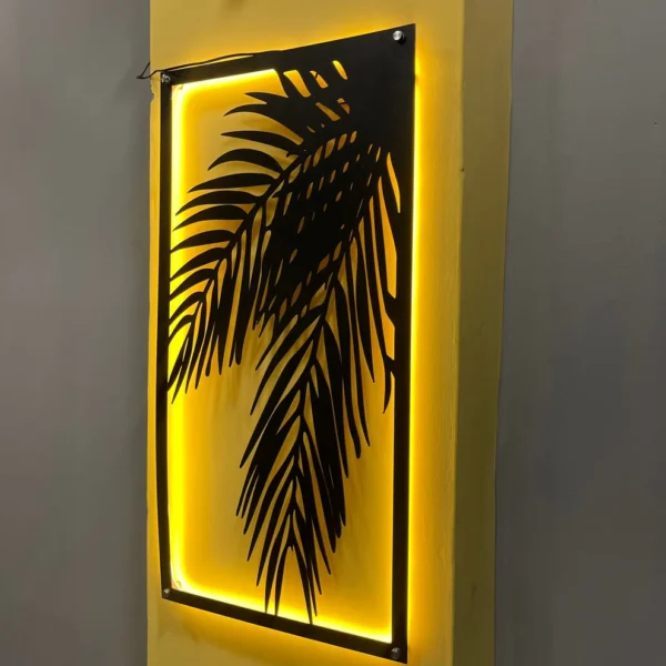 3D jungle leaves Wall Decor Art with Neon Light - Image 2