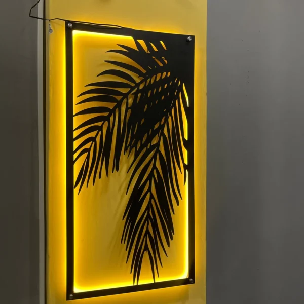 3D jungle leaves Wall Decor Art with Neon Light - Image 3