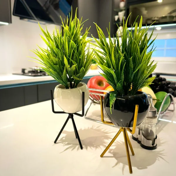 Luxury Ceramic Planters with Metal Stand - Image 3