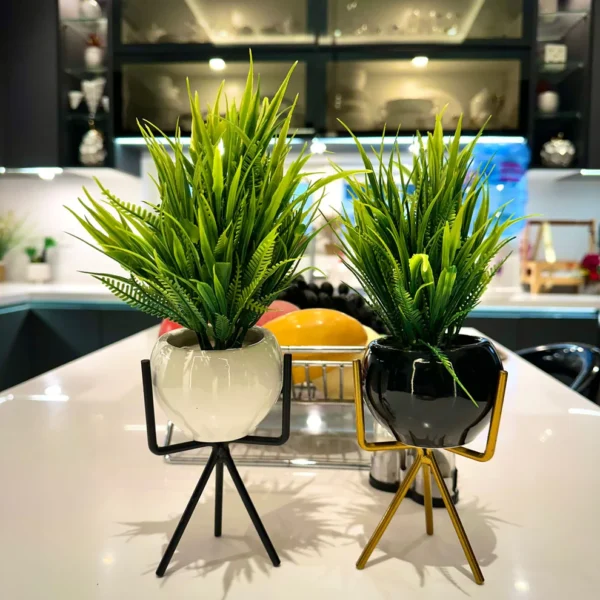 Luxury Ceramic Planters with Metal Stand
