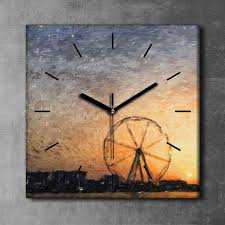 Dubai Canvas Clock Wall Art – Colorful City Scene Print with Modern Cloc