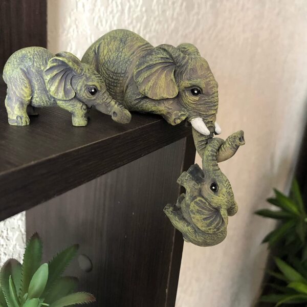 Elegant Elephants Family Set for Home Decor | 3-Piece Small Elephant Set|