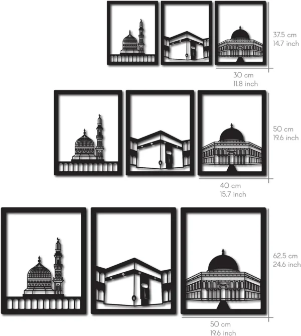 Masjid Al Aqsa, Masjid Al-Haram & Masjid An-Nabawi Islamic Wall Art - Image 2