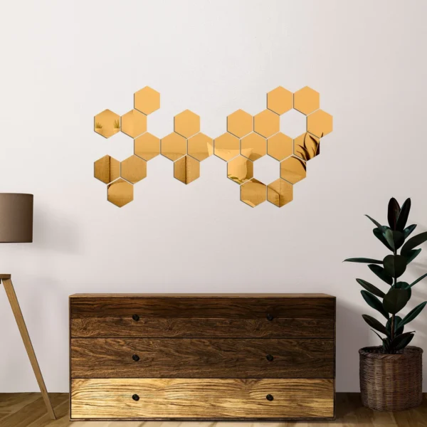 Acrylic Hexagon Mirror Wall Stickers - Image 6