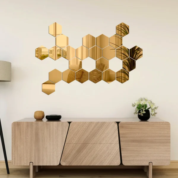 Acrylic Hexagon Mirror Wall Stickers - Image 7