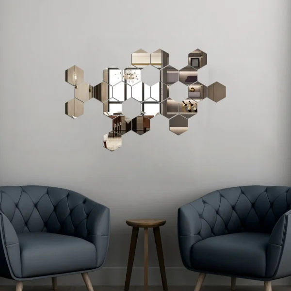 Acrylic Hexagon Mirror Wall Stickers - Image 8