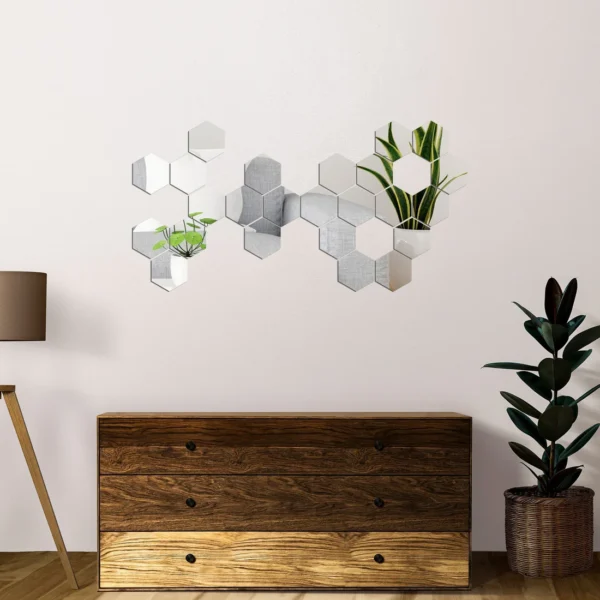 Acrylic Hexagon Mirror Wall Stickers - Image 9