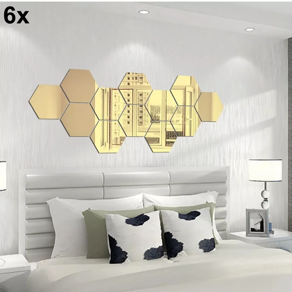 7X Acrylic Hexagon wall decor Mirror (Gold) - Image 4