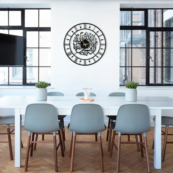 Kalima Shahada Acrylic Wall Clock with Roman Numerals - Image 3
