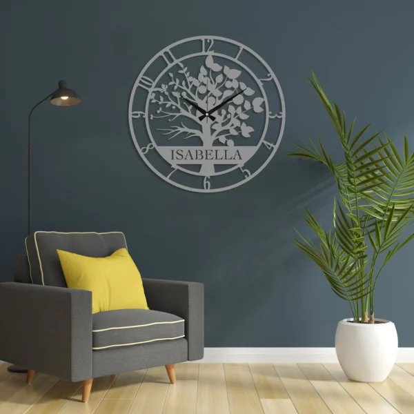 Custom Acrylic Tree of Life Wall Clock, Personalized Name Wall Clock - Image 2
